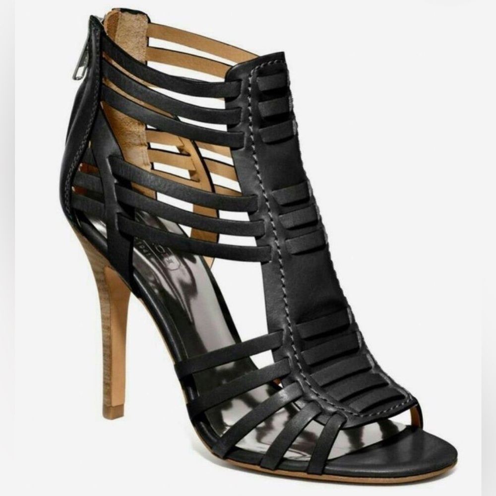 Coach Lucy Balck Gladiator Stilletto Heels Size 7B - Picture 1 of 16